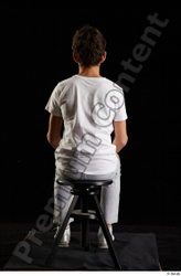 Whole Body Man White Sports Shirt T shirt Sweatsuit Kneeling Studio photo references